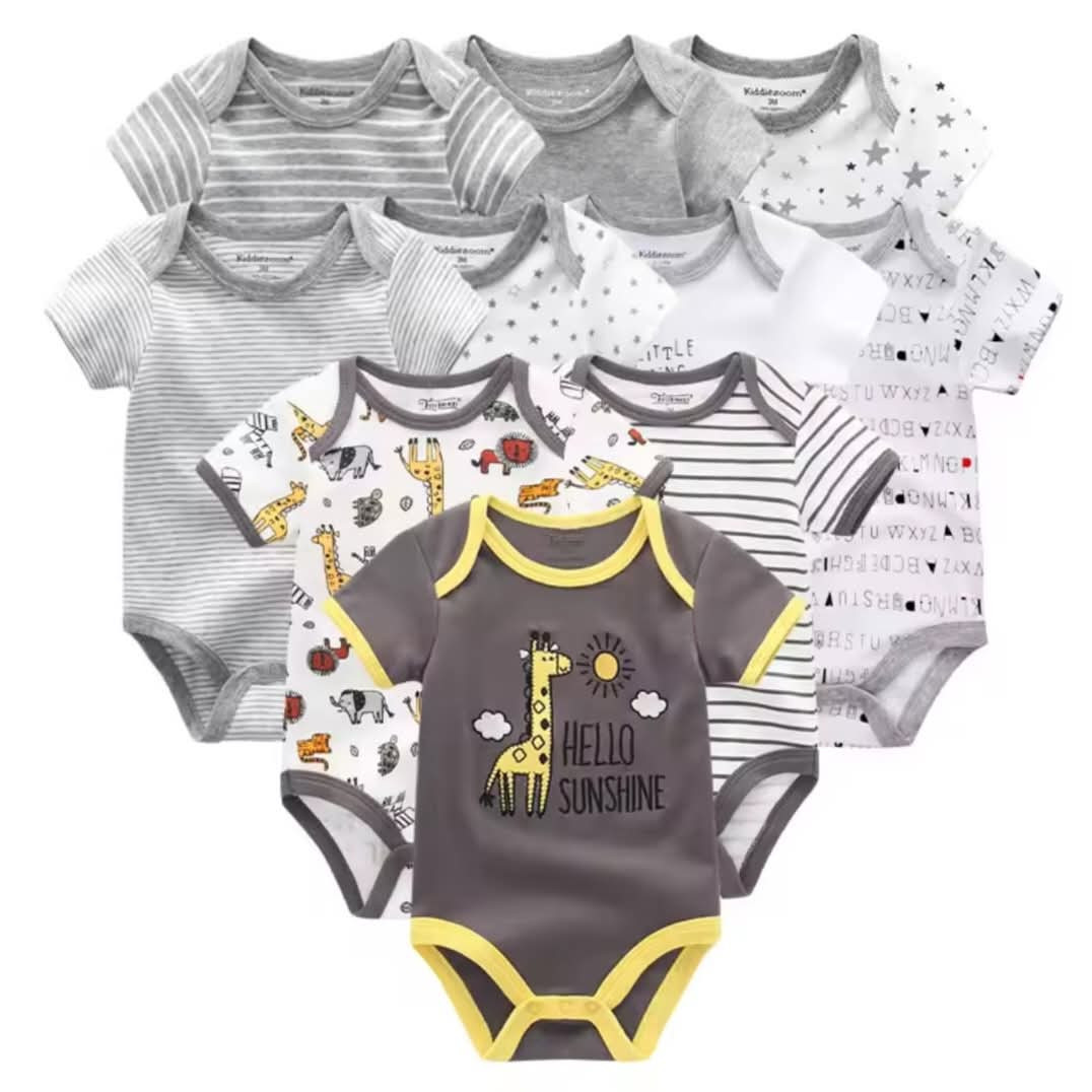 Newborn Baby Short Sleeve Cotton Onesie Set (10 Pack)